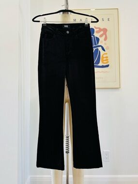 PAIGE Black Colette Crop Flare Velvet Pants